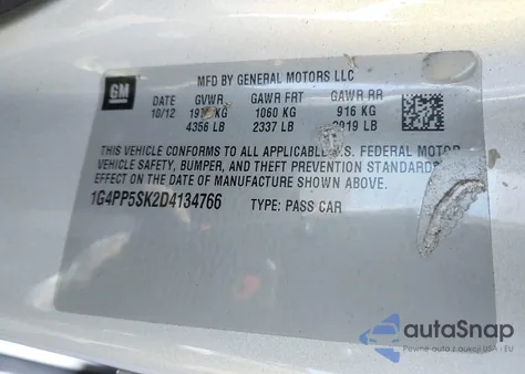 2013 Buick Verano z USA, uszkodzony, nr VIN 1G4PP5SK2D4134766